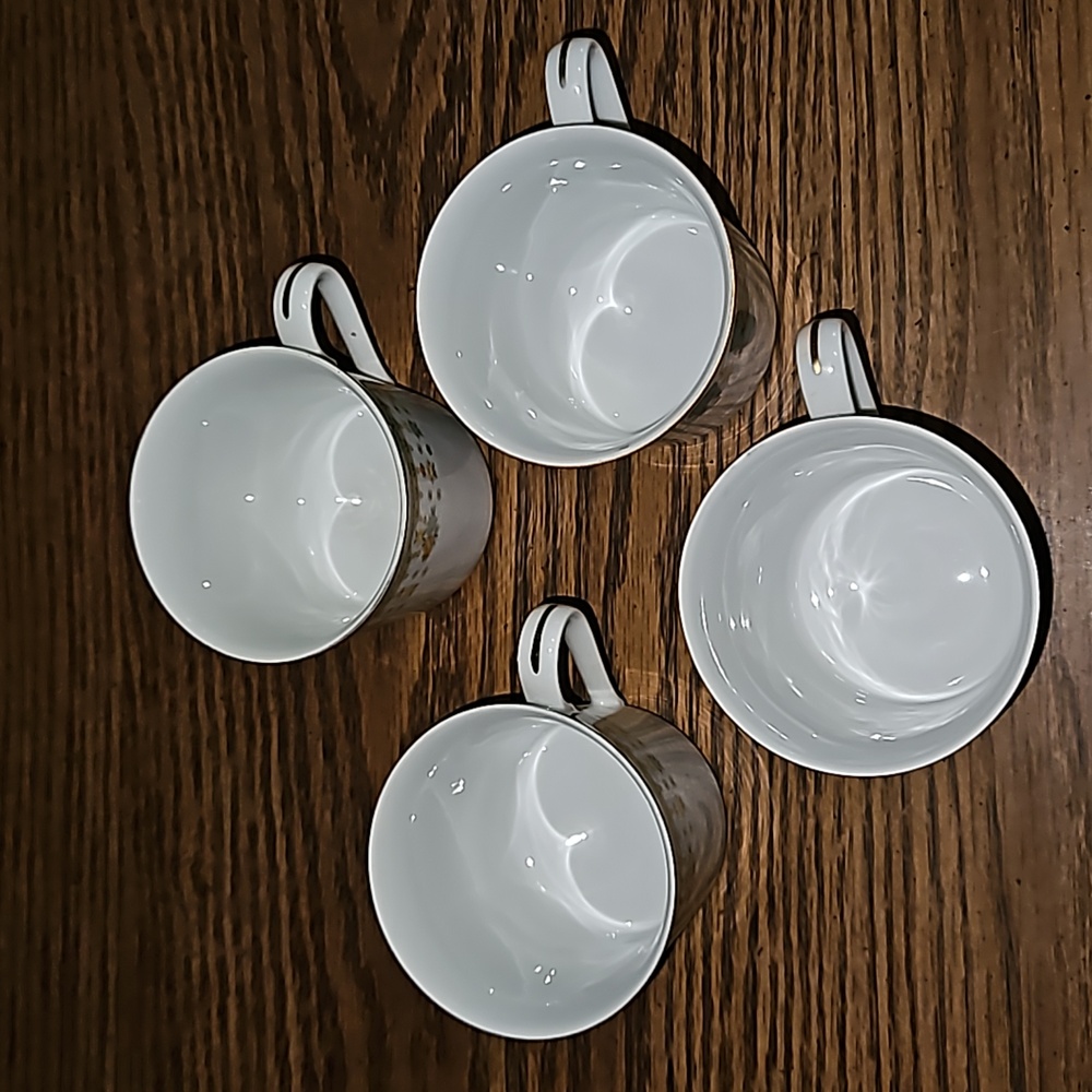GARDEN BOUQUET - 4 Vintage Flat Cups - Fine China of Japan - Gold Trim - Picture 7 of 9